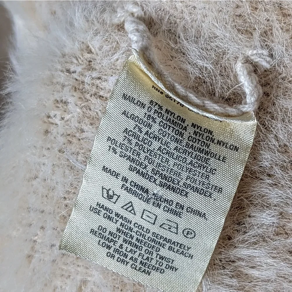 MOTH Anthro Blue Grey Cream Faux Fur Lined Long Sleeve Cardigan M L